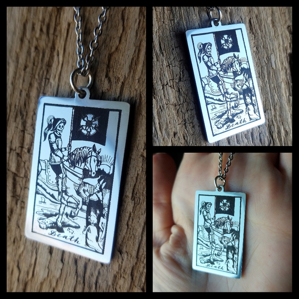 🖤 Death Stainless Tarot Card Necklace